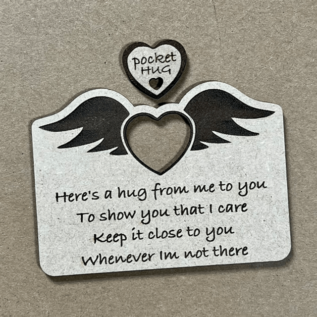 Pocket Hug - Message Card and Pocket Hug Heart - Laser Cut