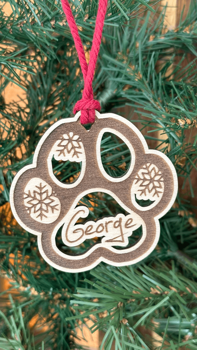 Dog Paw - Laser Cut Christmas Decoration (Can be personalised)