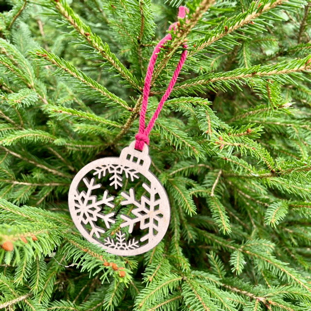 Snow Flake Laser Cut Wooden Bauble