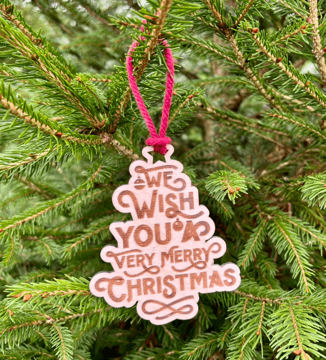 We wish you a Very Merry Christmas Tree Hanger (Laser Cut Birch Plywood)