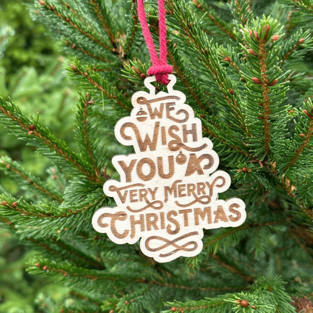 We wish you a Very Merry Christmas Tree Hanger (Laser Cut Birch Plywood)