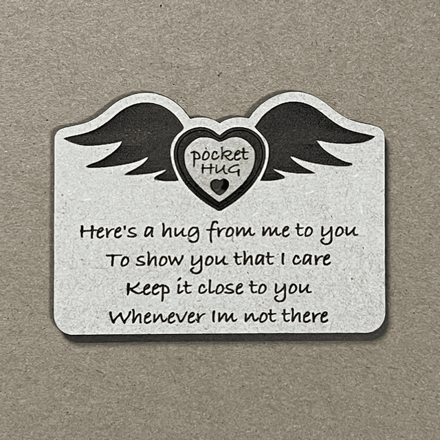 Pocket Hug - Message Card and Pocket Hug Heart - Laser Cut